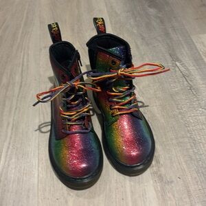 Kids rainbow-glitter Doc Martens